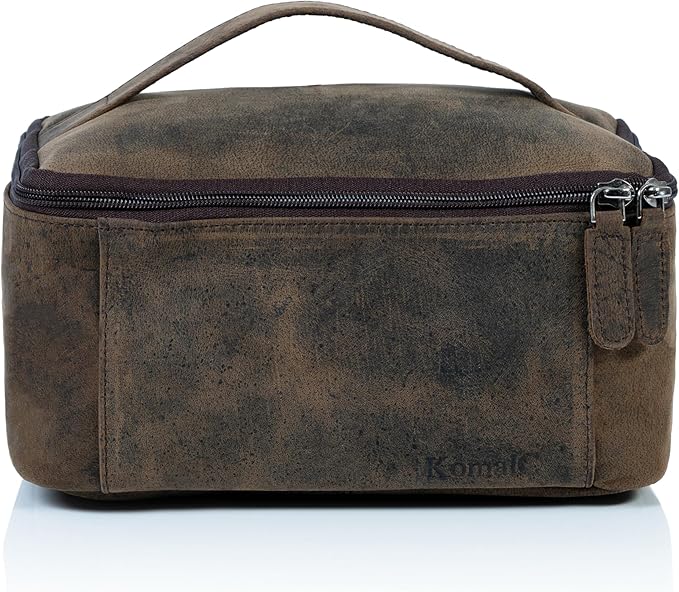 KomalC Genuine Unisex Vanity Leather Dopp kit - Travel Toiletry Bag multi-purpose Toiletry Bag (1 Zip Hunter dopp kit)