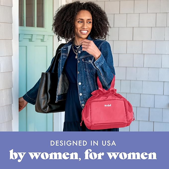 Fit & Fresh Lunch Bag For Women, Insulated Womens Lunch Bag For Work, Stain-Resistant Large Lunch Box For Women With Containers, Cinch Closure Cromwell Bag, Watermelon Pink