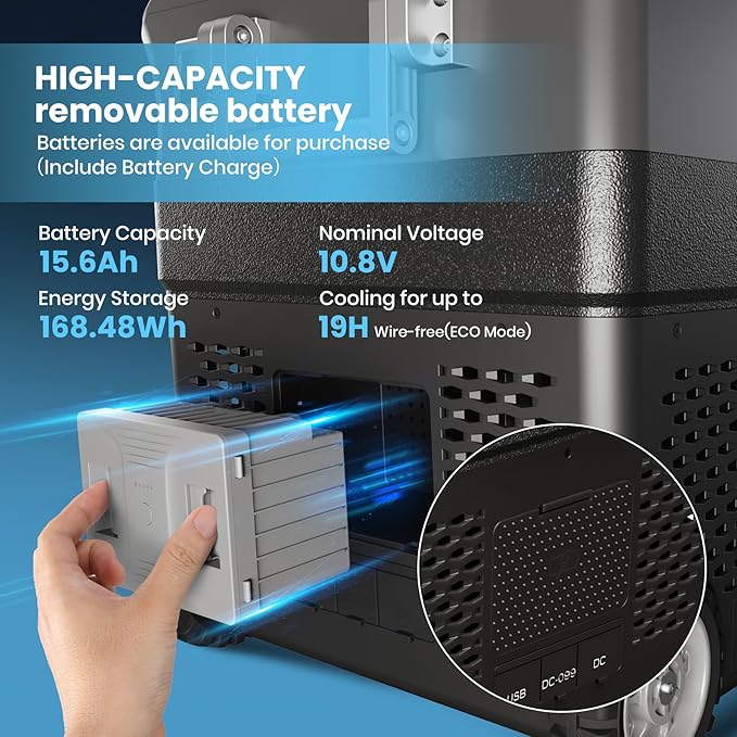 12 Volt Refrigerator, 40QT(38L) Car Efrigerator APP Control,Electric Cooler On Wheels -4℉~68℉, Portable Freezer 12/24V DC 110-240V AC, Camping Refrigerator, Travel, Boat