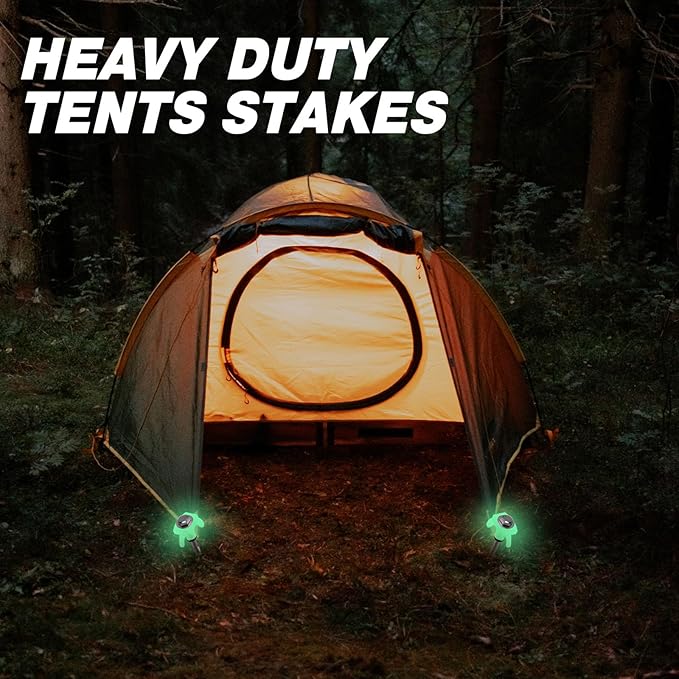 10 Pcs 8" Screw in Tent Stakes Heavy Duty Tent Stakes Drillable Ground Anchors Screw Metal Tent Pegs Threaded Tent Spikes with Head Driver for Swing Inflatable Decor (Illuminant White)