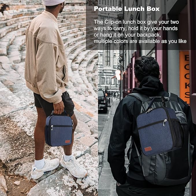 Lunch Box for Men & Women Durable Lunch Bag for Adults & Kids Reusable Small Lunchbox Blue
