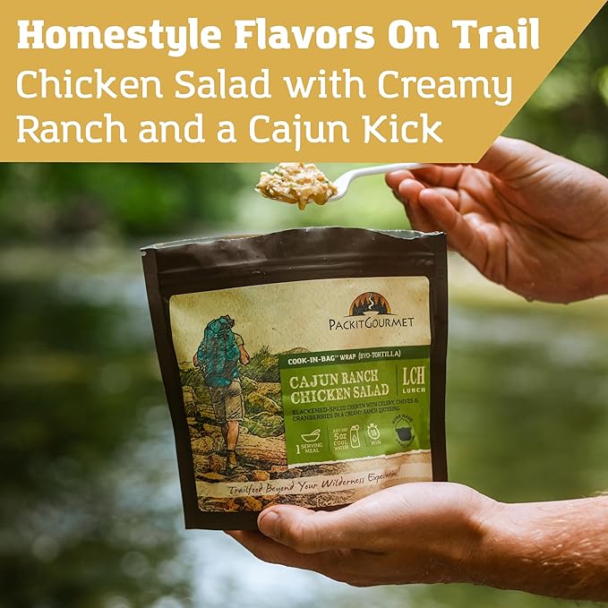 Packit Gourmet Cajun Ranch Chicken Salad | Premium Freeze Dried Backpacking & Camping Food | Large Portions | High Protein | Real Meat | Just Add Water Meal |All-Natural Ingredients | Made in USA |Freeze-Dried and Dehydrated Foods