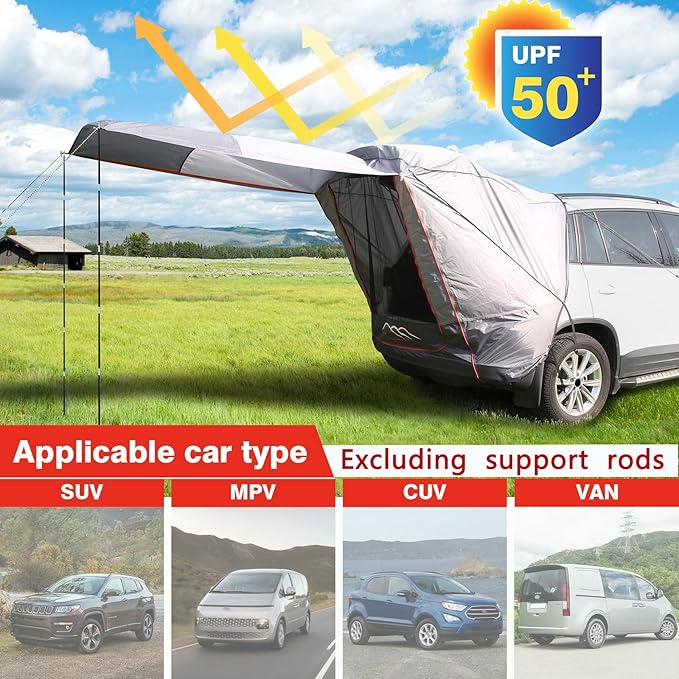 DLUCKY SUV Trunk Tents,SUV Waterproof 3500MM UPF 50+,car Camping Essentials,car Tent Rainproof, Sun Protection Sunshade, and Mesh Transparent Mosquito net
