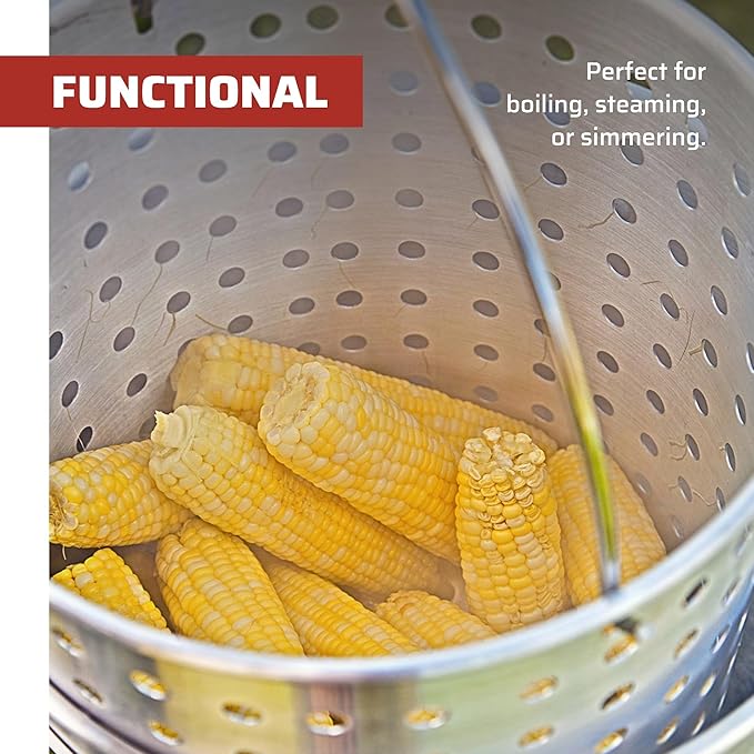 Camp Chef Aluminum Pot & Basket - Includes Lid, Basket & Removal Hook - Perfect for Boiling, Simmering & Steaming - Easy-to-Clean Cooking Pot - 24 Quart Pot