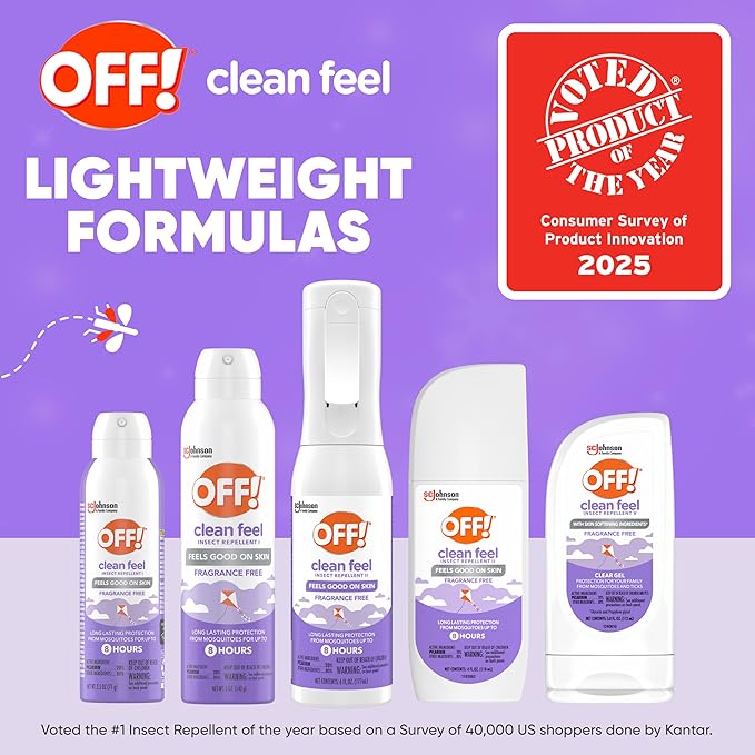 OFF! Clean Feel Insect Repellent Clear Gel with 20% Picaridin, Bug Repellent with Long Lasting Protection from Mosquitoes, Hydrating, 6 oz