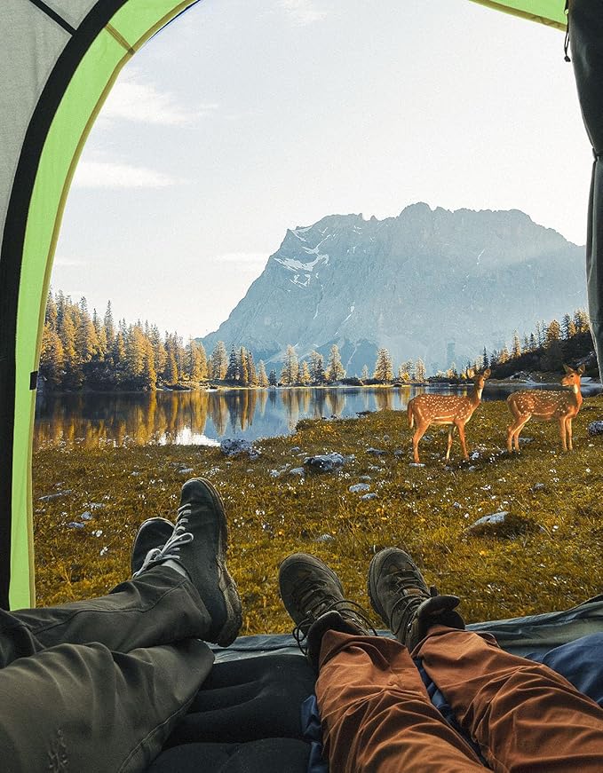 JOYTUTUS Pickup Truck Tent 2.0, Waterproof PU2000mm Double Layer for 2 Person, Portable Truck Bed Tent with Rainfly, 5.5'-6' Camping Preferred - Green, Aluminum Poles