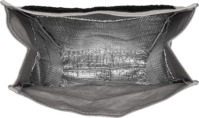ZENPAC Small Silver Insulated Bag, Lunch Box for Men, Unisex, Designer Kraft, Washable, Spill Proof Sandwich Sack for Work, School, Picnic, 8.5x4.5x12