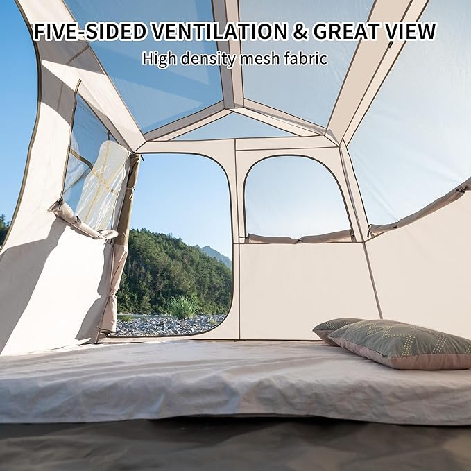 Naturehike Village Instant Tent, 4 Person 8 Person Camping Tent with Full Rainfly, Waterproof Large Cabin Tents for Car Camping