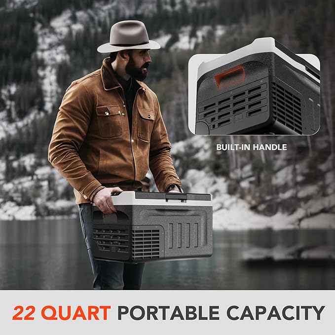 12 Volt Refrigerator, 32QT(30L) Compressor Electric Cooler, 12V fridge -4℉-68℉, Car Refrigerator 12/24V DC & 100-240V AC for Camping, Fishing, Travel, Home