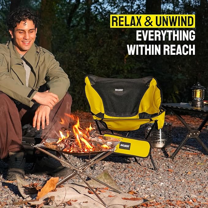 Portable Camping Chair – Compact Lightweight Folding Chair for Adults, Supports 330 lbs – Ideal for Backpacking Hiking, Fishing, Beach, Picnic & Lawn (Yellow)