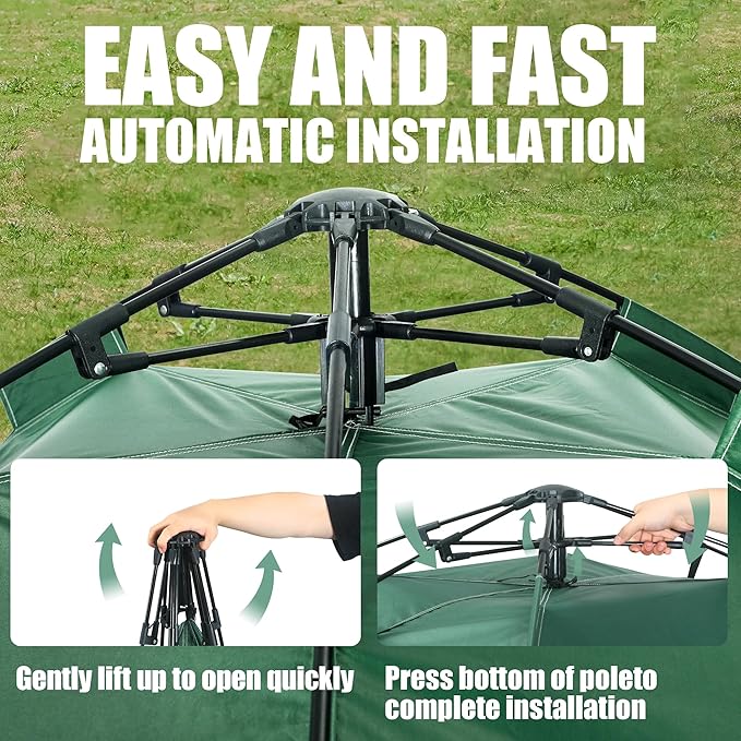 Tents for Camping, 1/2 Person Instant Pop Up Dome Family Camping Tent, Waterproof Windproof 60s Automatic Setup Portable Outdoor Tent for Camping, Backpacking, Hiking, Backyard, Festivals