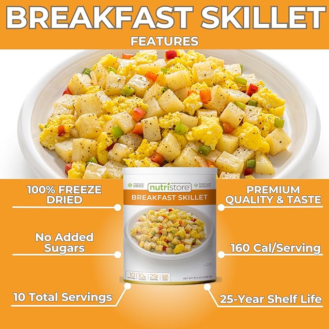 Nutristore | Freeze-Dried Breakfast Skillet | Emergency Survival Bulk Food Storage Meal | Perfect for Everyday Quick Meals and Long-Term Storage | 25 Year Shelf Life