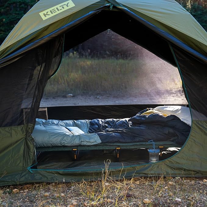 Kelty Lowdown Camping Cot, Tent and Car Camping Bed, Aluminum Frame, Lightweight Carry Size, Fern Green