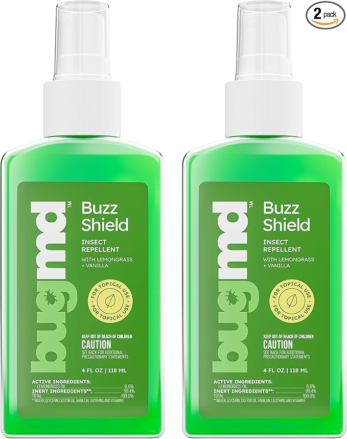 BugMD Buzz Shield - Mosquito and Insect Repellent Spray for Body and Home, Indoor & Outdoor Use, DEET-Free, Tick Repellent, Safe Bug Spray for People (2-Pack)