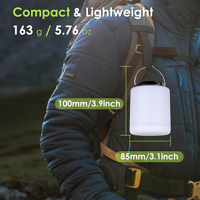 LED Camping Lantern, Rechargeable Camping Light, 4 Modes Outdoor Flashlights Lanterns with 1000LM, Water Resistant Portable Emergency Camp Light for Hurricane Hiking Survival Kits - Black