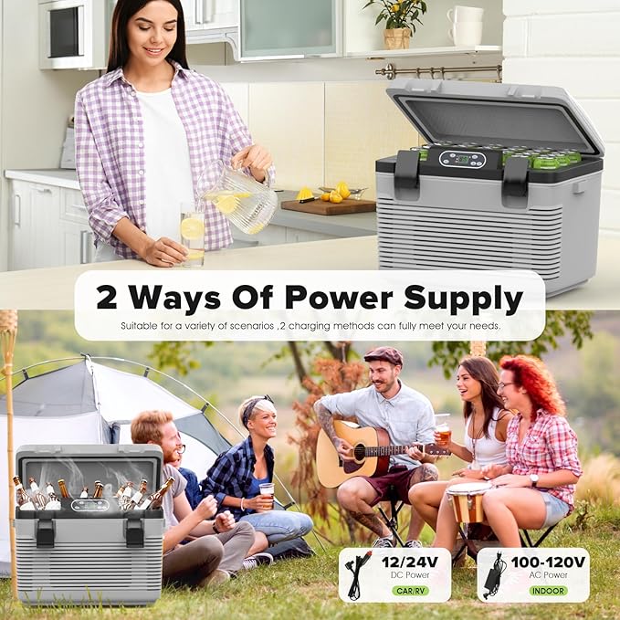 12V Car Refrigerator Portable Electric Cooler/Warmer with 12 Volt DC &110V AC, Thermoelectric Fridge Plug in Cooler for Car, Vehicle, Travel, Camping, Outdoor (20L)