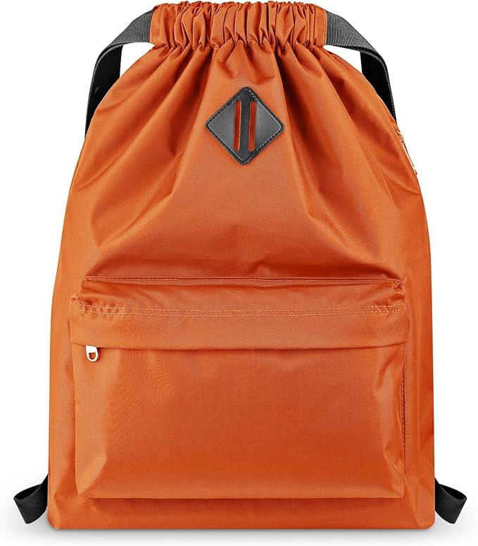 Vorspack Drawstring Backpack Water Resistant String Bag Sports Gym Sack with Side Pocket for Men Women