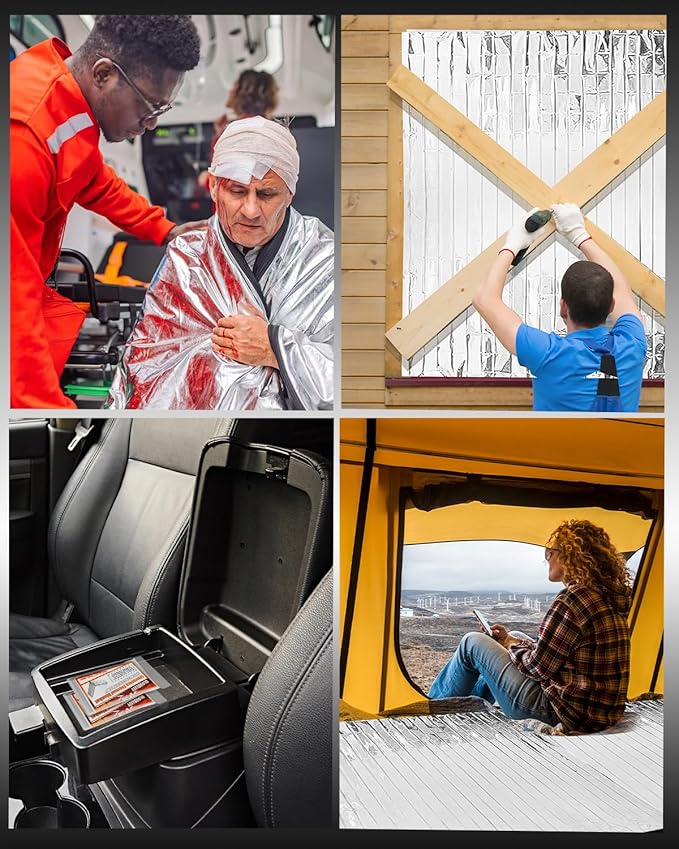 Emergency Thermal Blanket 10-Pack – Reusable Mylar Space Blanket for Camping, Car Survival Kit, Waterproof Outdoor Gear, Heavy-Duty Emergency Heat Retention
