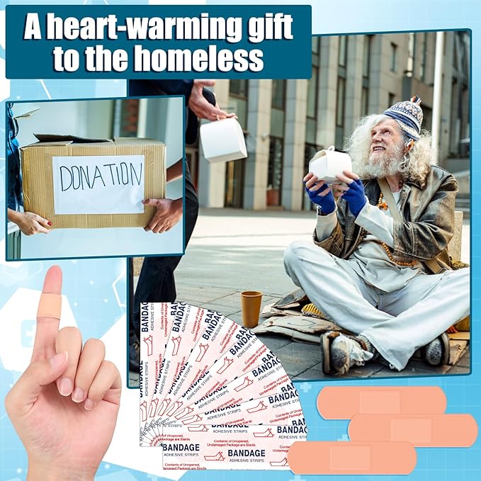 Timgle 1500 Pcs 3/4" x 3" Adhesive Bandages Bulk Waterproof Adhesive Breathable Bandages for Sensitive Skin School Nurses Businesses Travel First Aid Kits Homeless Care Supplies Donations