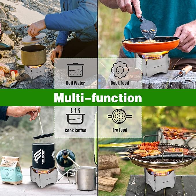 Alcohol Stove, Camping Stove with Stove Cover, Stainless Steel Windproof Solo Stove, Suitable for Outdoor Camping Hiking Backpacking