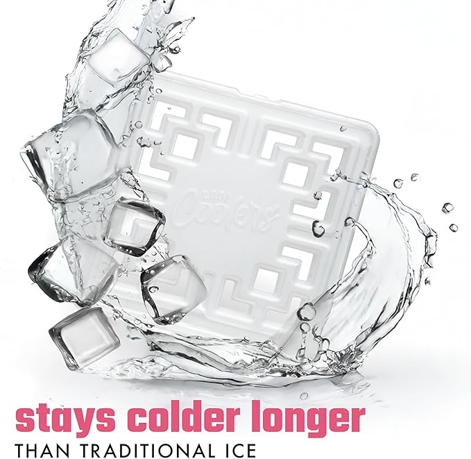 Cool Coolers Fashion Ice by Fit & Fresh, 6 Pack Large Slim Ice Packs, Unique Ice Pack Design for Womens Lunch Bag, Space Saving Reusable Ice Packs for Lunch Boxes, Cooler Ice Packs, Pearl White, 6PK