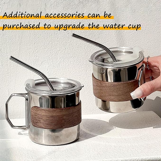 3PCS Camping Kettle Outdoor Campfire Camp Kettle Set with 2 Cups, 1L Stainless Steel camping tea kettle Coffee Pot, Portable Lightweight Teapot, Ideal for Hiking Picnic Travel, Silver