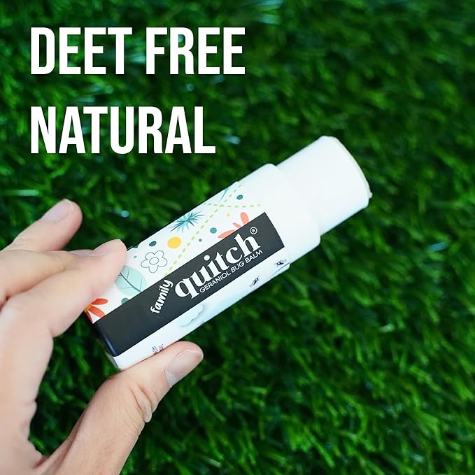 Quitch Geraniol Bug Balm, Bug Spray Alternative Travel Size Repellent, DEET Free Mosquito Shield for Kids, Natural Travel Size Mosquito Repellent Wipes Alternative Balm for Babies, Made in The USA
