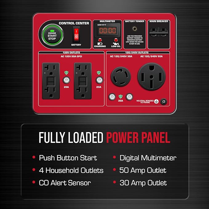 DS13000MX 13,000-Watt 500cc Dual Fuel Portable Generator - Gas and Propane, Remote Electric Start, Whole Home Power Backup, Transfer Switch Ready, RV & Emergency Ready