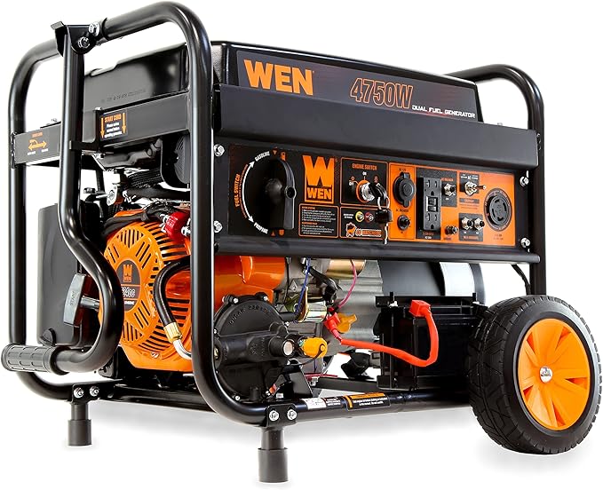 WEN DF475X 4750-Watt Portable Generator with Wheel Kit and CO Shutdown Sensor, Black