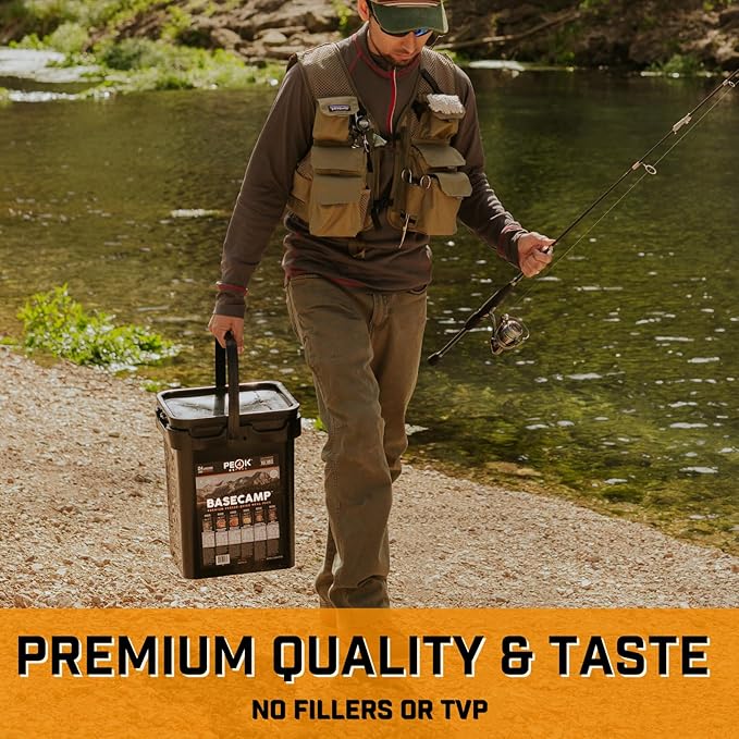 Peak Refuel Basecamp Bucket 3.0 | 100% Real Meat | Premium Freeze-Dried Meals for Backpacking, Camping & Survival | MRE Emergency Food