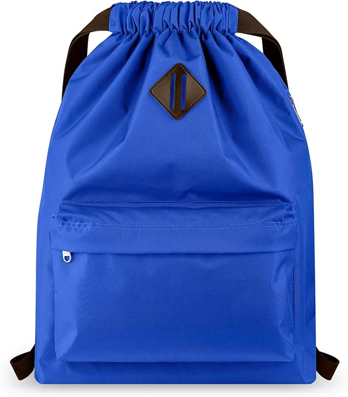 Vorspack Drawstring Backpack Water Resistant String Bag Sports Gym Sack with Side Pocket for Men Women