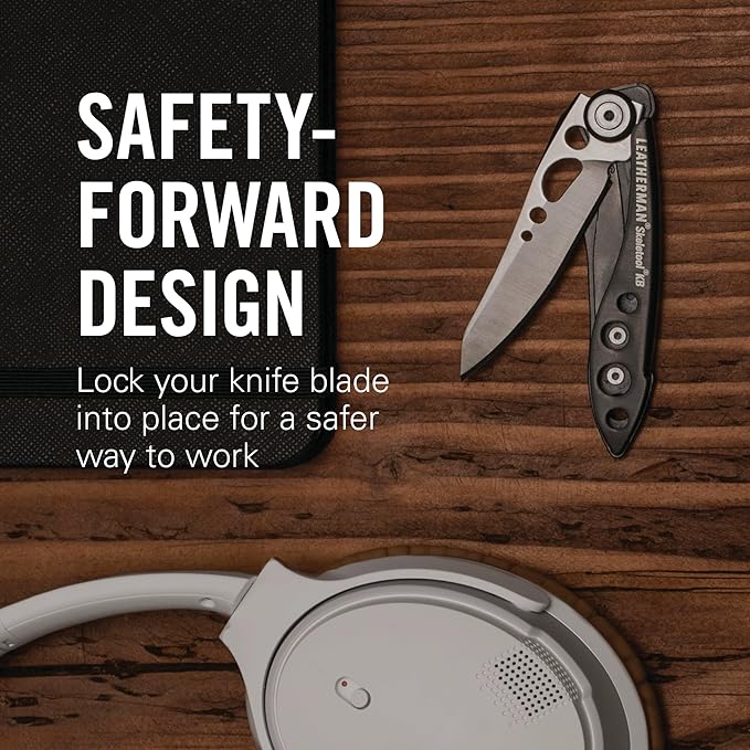 LEATHERMAN, Skeletool KB Pocketknife with Straight Edge, Stainless Steel Blade and Bottle Opener, Black