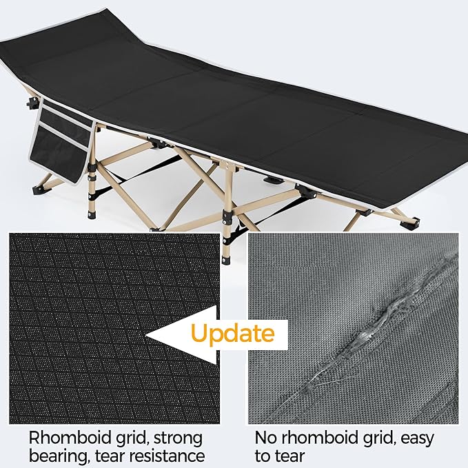 Yaheetech Folding Camping Cot, Portable Military Canvas Sleeping Bed, Outdoor Comfortable Lightweight Bed with Carry Bag for Hiking, Backpack Travel, Home & Office