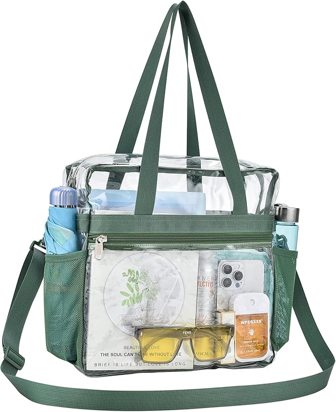 USPECLARE Clear Tote Stadium Approved, Security Travel & Gym Clear Bag for Work Sports Games Concerts