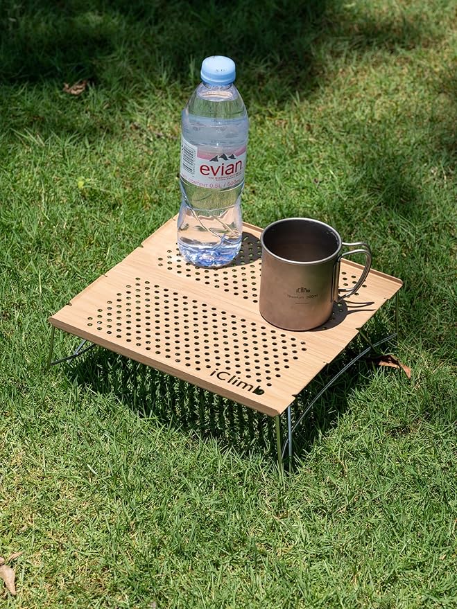 iClimb Mini Solo Folding Table Ultralight Compact for Backpacking Camping Hiking Beach Picnic (Nature - Mini)