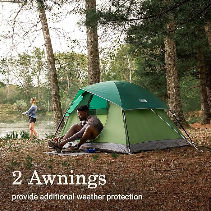 Coleman Sundome Camping Tent with Rainfly, 2/3/4/6 Person Tent Sets Up in 10 Mins, Weatherproof Shelter for Camping, Festivals, Backyard, Sleepovers, & More