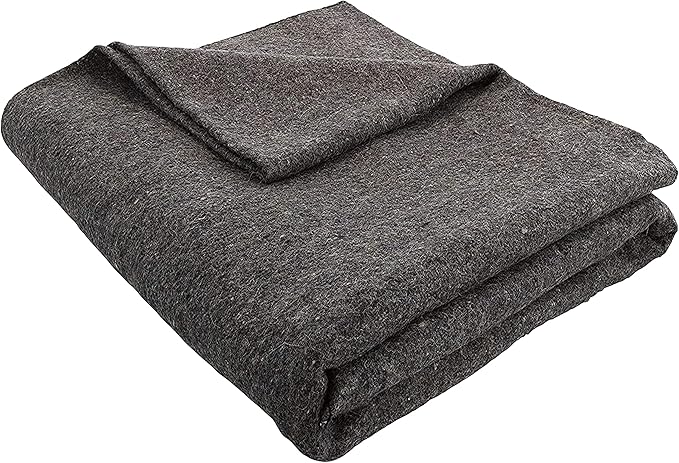 Grey 62x80 Military Wool Blanket for Emergency,Camping & Everyday Use (Grey)