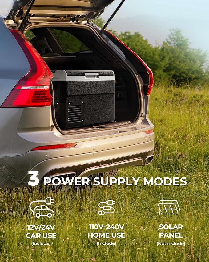 12 Volt Refrigerator, 53 Quart Electric Cooler, Car Fridge 12V/24V DC 100~240V AC, Portable Freezer -4℉~68℉, APP Control, Portable 12V Refrigerator Fridge for Truck, RV, Camping,Travel
