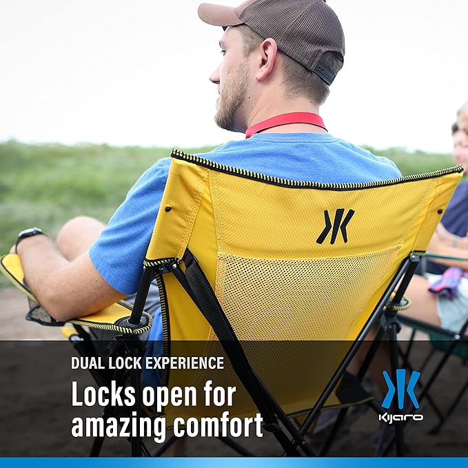 Kijaro XXL Dual Lock Portable Camping Chair - Supports Up to 400lbs - Enjoy The Outdoors in a Versatile Folding Sports & Outdoor Chair