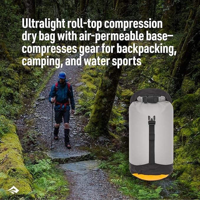 Sea to Summit eVac Ultra-Lightweight Compression Dry Bag, Waterproof Dry Storage, 8 Liter, Atoll Blue