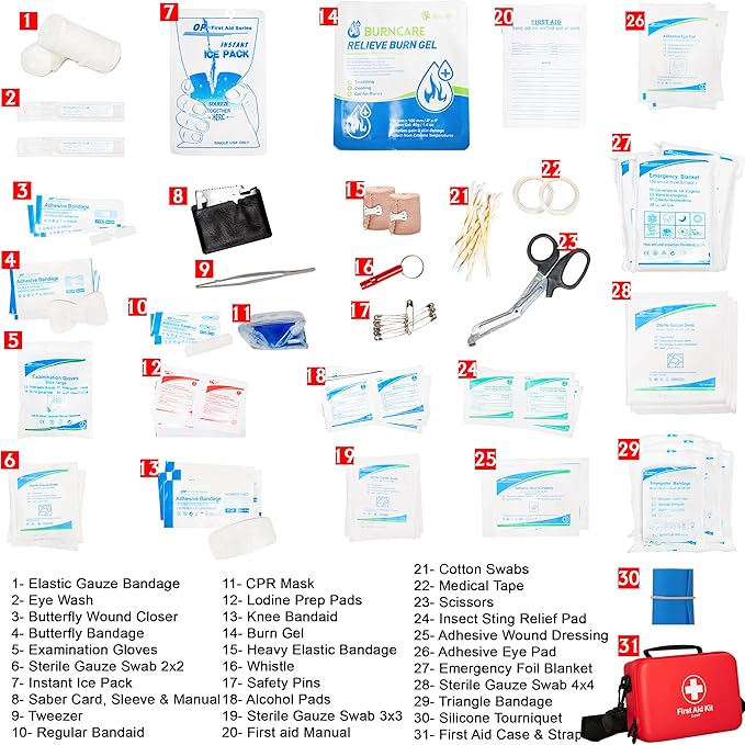 Premium First Aid Kit Travel, Waterproof with Shoulder Straps for Easy Carry - Ideal for Home, Car, and On-The-Go Emergencies
