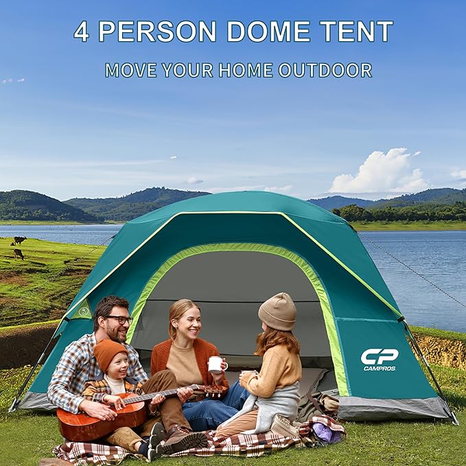 CAMPROS CP Tents for Camping 4/6 Person Tent Waterproof Windproof Double Layer Camping Tent, Easy Setup Dome Tent with Large Mesh Windows & Wider Door for Outdoor Camping & Hiking