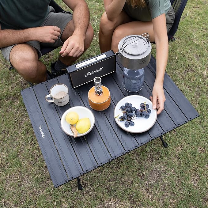 Naturehike FT11 Height Adjustable Camping Table, Ultralight Aluminum Roll Up Table with Carry Bag, Portable Backpacking Camp Table for Hiking Picnic Fishing Beach