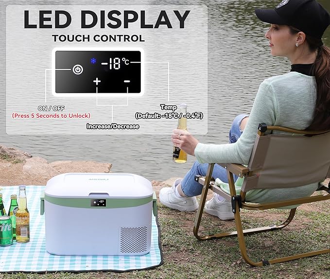 12 Volt Refrigerator Portable Car Freezer 13.5 Quart (12.8 Liter) Compressor Cooler 12V/24V DC 110~240 Volt AC for Truck Van RV Camper SUV Boat Travel Camping Road Trips Tailgating -18℃~+15℃
