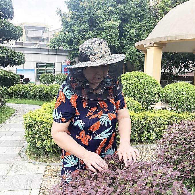 Sucrain 2 Pack Mosquito Head Net Hat Sun Hat Garden Bug Hat with Hidden Net Mesh for Outdoor Gardening Beekeeping