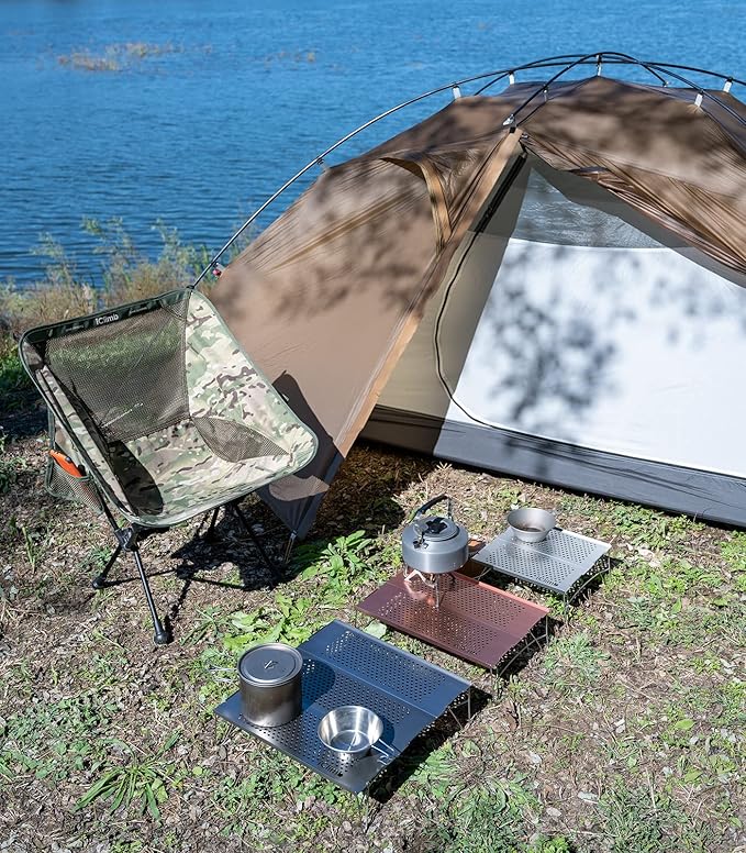 iClimb Mini Solo Folding Table Ultralight Compact for Backpacking Camping Hiking Beach Picnic (Nature - S)