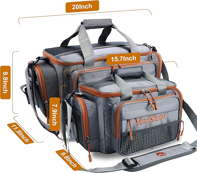 Fishing Tackle Box Bag - Fishing Bags for Saltwater or Freshwater (#Grey) Fishing Tackle Bags - Padded Shoulder Strap - Tackle Bag for 3600 Tackle Box