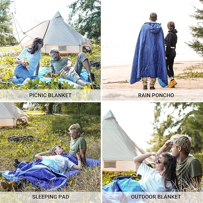 KingCamp Hooded Stadium Blanket - Waterproof & Windproof Fleece Blanket for Sports, Concerts, Park, Travel & Hiking
