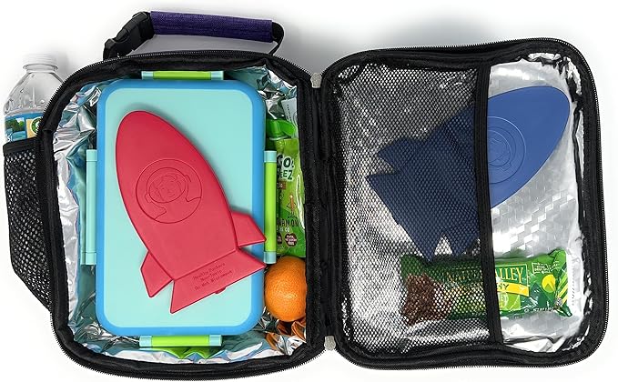 Slim Ice Packs for Lunch Boxes Kids - 3-Pack Long-Lasting Spaceship Lunch Box Ice Packs for Kids - Slim Reusable Ice Packs for Lunch Boxes, Lunch Bags, and Coolers - Multicolored (Spaceship)