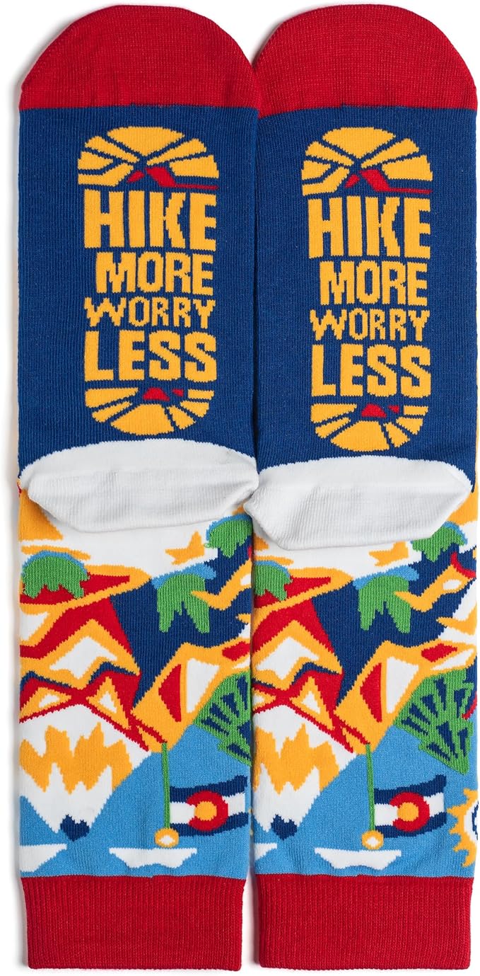 Lavley Hike More Worry Less Socks - Funny Outdoor Lover Gift for Men and Women